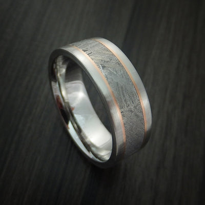 Cobalt Chrome and Gibeon Meteorite Ring with 14k Gold Inlay Custom Made