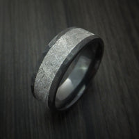 Black Zirconium Hammered Ring with Gibeon Meteorite Inlay Custom Made
