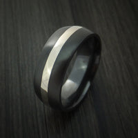Black Titanium Band with Sterling Silver Inlay Ring Custom Made