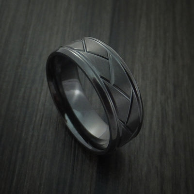 Black Zirconium Satin and Polish Weave Ring Custom Made