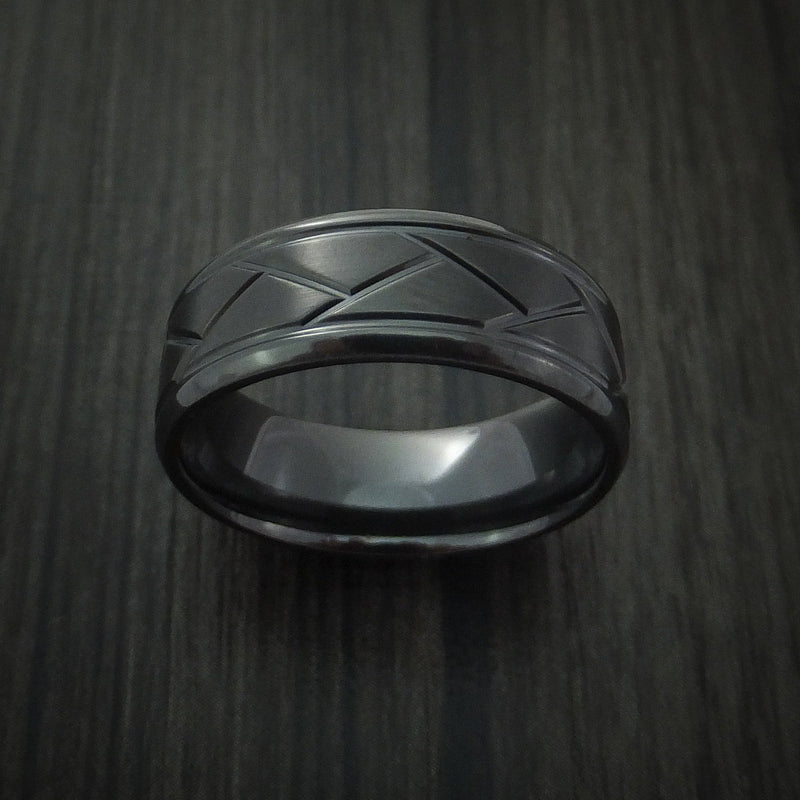 Black Titanium Satin and Polish Weave Ring Custom Made