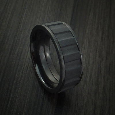 Black Titanium Gear Shape Spinner Ring Custom Made Band
