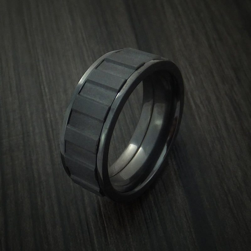 Black Titanium Gear Shape Spinner Ring Custom Made Band