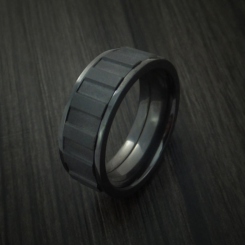 Black Zirconium Gear Shape Spinner Ring Custom Made Band