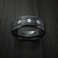 Black Zirconium Ring with Diamonds Custom Made Band