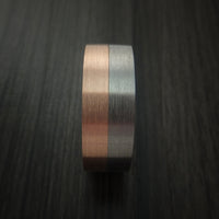 Titanium and Gold Ring Style with Solid 14k Rose Gold Inner Sleave Wedding Band Custom made to Any Size