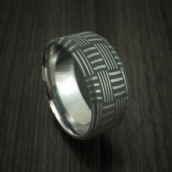 Damascus Steel Ring Basket Weave Pattern Wedding Band