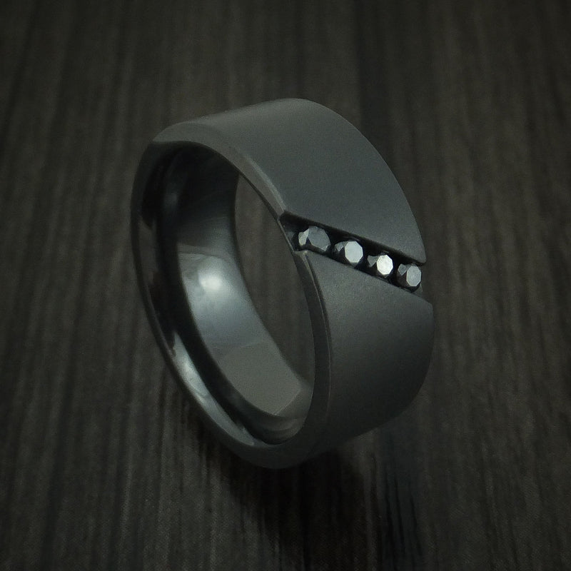 Black Titanium and Black Diamond Band Custom Made Ring