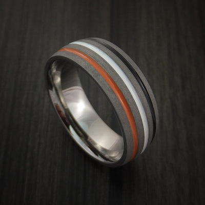 Titanium Ring with Tri Color Inlay Custom Made Band