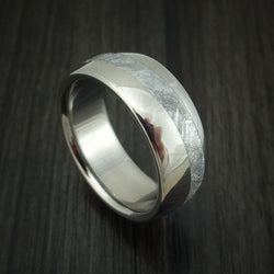 Titanium and Diagonal Meteorite Ring Custom Made Band