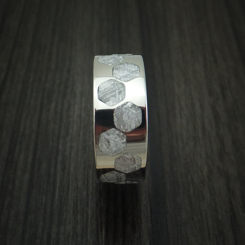 Titanium and Meteorite Hex Design Ring Custom Made Band