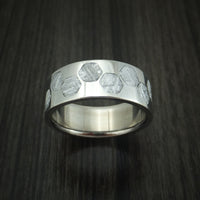 Titanium and Meteorite Hex Design Ring Custom Made Band