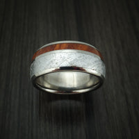 Titanium Ring with Meteorite and Desert Ironwood Burl Wood Custom Made Band