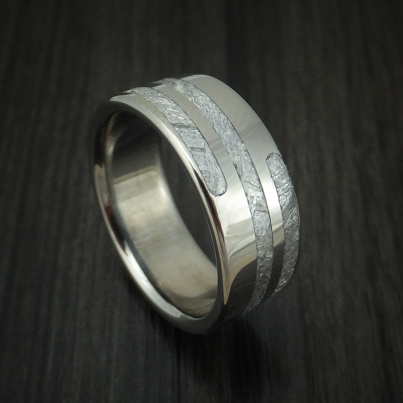 Titanium and Meteorite Spiral Design Custom Made Men's Ring ...