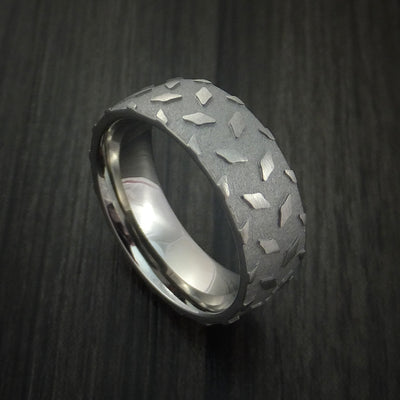 Titanium Diamond Plate Pattern Ring Custom Made