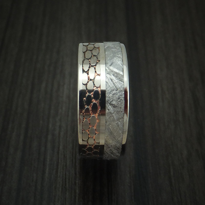 Titanium Men's Ring with Meteorite and Etched Superconductor