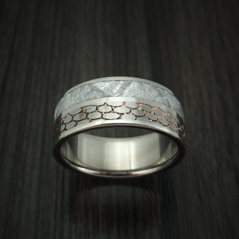 Titanium Ring with Meteorite and Etched Superconductor Custom Made Band