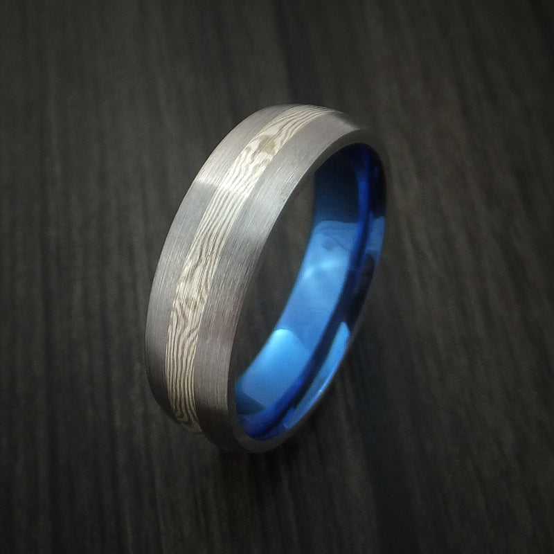 Titanium and Mokume Ring with Anodized Interior