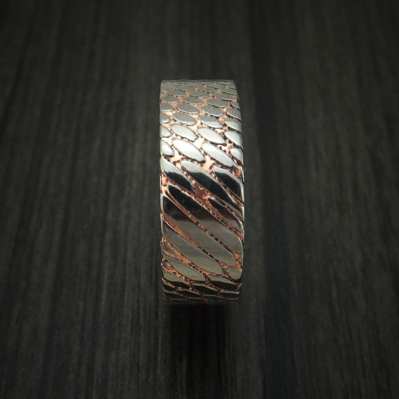 Etched Superconductor Men's Ring Custom Made Titanium-Niobium and Copper Band