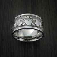 Wide Cobalt Chrome Claddagh Celtic Knot Ring Custom Made Band