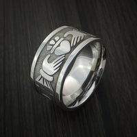 Wide Cobalt Chrome Claddagh Celtic Knot Ring Custom Made Band