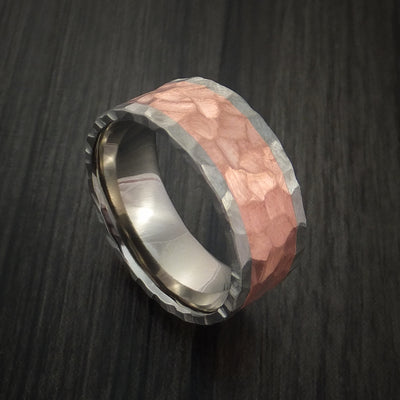 Titanium and Copper Ring with Rock Hammer Finish Custom Made