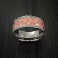Titanium and Copper Ring with Rock Hammer Finish Custom Made