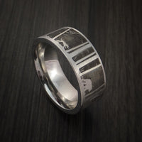Bear and Dog in the Woods Hunter Wedding Ring Cobalt Chrome Band