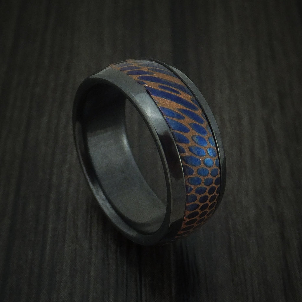 Black Titanium and Anodized Etched Superconductor Men's Ring