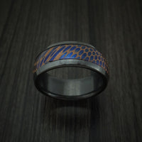 Black Zirconium and Anodized Etched Superconductor Ring Custom Made Titanium-Niobium and Copper Band