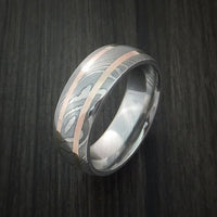 Damascus Steel and 14k Gold Custom Made Band