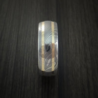 Damascus Steel and 14k Gold Custom Made Band