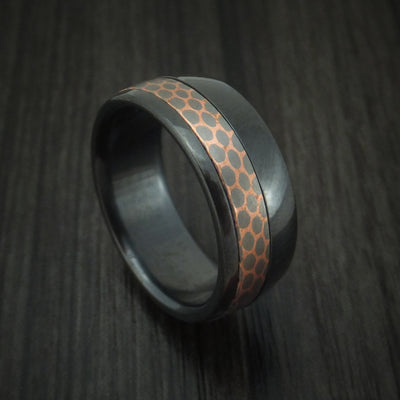 Black Zirconium and Superconductor Ring Custom Made Titanium-Niobium and Copper Band