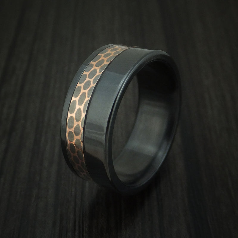 Black Zirconium and Superconductor Ring Custom Made Titanium-Niobium and Copper Band