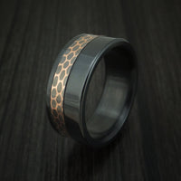 Black Titanium and Superconductor Ring Custom Made Titanium-Niobium and Copper Band