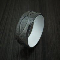 Black Titanium Hammered Infinity Design Ring with Cerakote Sleeve Custom Made Band