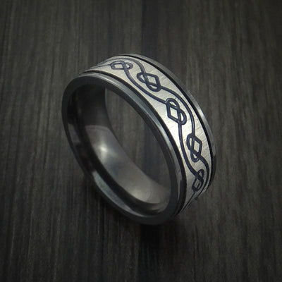 Black Zirconium Celtic Heart Ring Irish Knot Design Band Any Size Ring