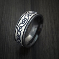 Black Zirconium Celtic Heart Ring Irish Knot Design Band Any Size Ring