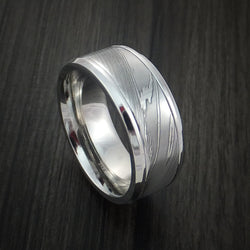 Damascus Steel in Cobalt Chrome Wedding Band Custom Made