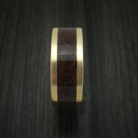 14K Yellow Gold and Red Dinosaur Bone Ring Custom Made Fossil Band