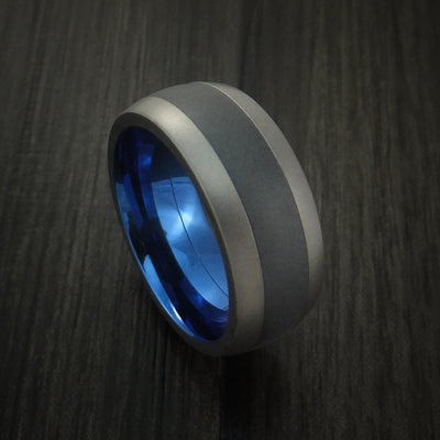 Titanium and Black Zirconium Inlay and Anodized Inside Custom Ring Made