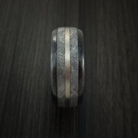 Gibeon Meteorite in Black Titanium Band with 14K White Gold Ring