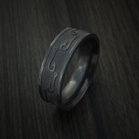Black Zirconium Fish Hook Design Ring Custom Made Fishing Band