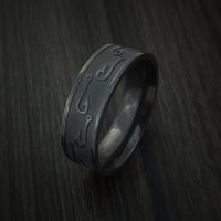 Black Titanium Fish Hook Design Ring Custom Made Fishing Band