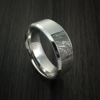 Cobalt Chrome Personalized Fingerprint Ring Wedding Band Custom Made