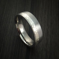Titanium and Silver Ring Hammered Wedding Band Custom Made