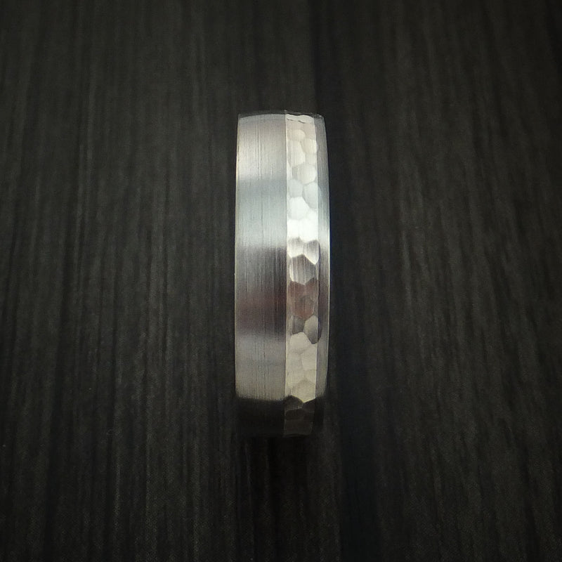 Titanium and Silver Ring Hammered Wedding Band Custom Made