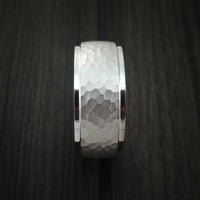 14K White Gold Hammered Ring Custom Made to Any Size Wedding Band