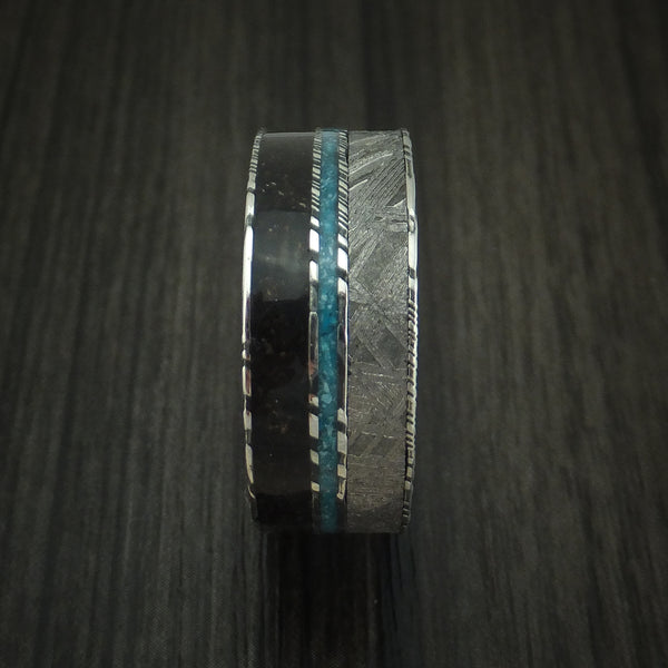 【Masa】UR-TACTICALD-RING Titanium Mens Wedding Ring with Meteorite Inlay | Lightyear
