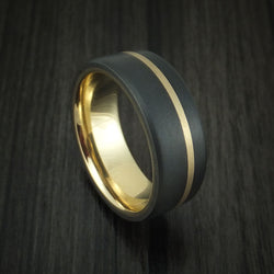 Black Zirconium and 14K Yellow Gold Band Custom Made Ring